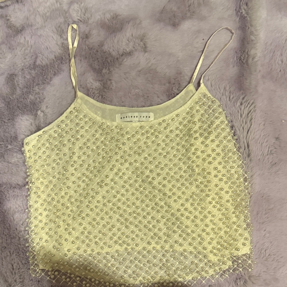 Endless Rose Beaded Cream Tank Top